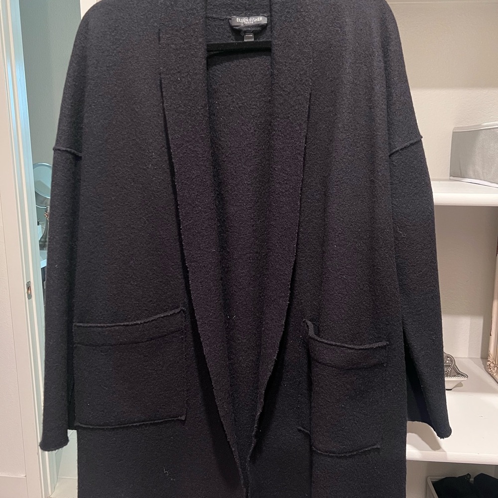 Eileen Fisher Charcoal Open Front Cardigan